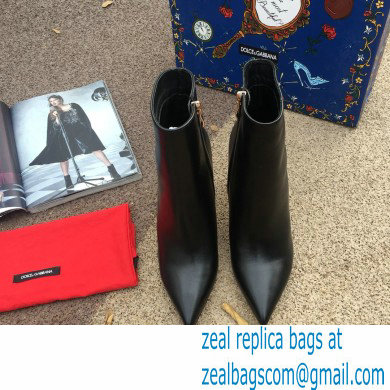 Dolce & Gabbana Heel 10.5cm Leather Ankle Boots Black with Baroque DG Heel 2021 - Click Image to Close